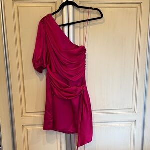 Amanda Uprichard silk fuschia mini one shoulder dress small